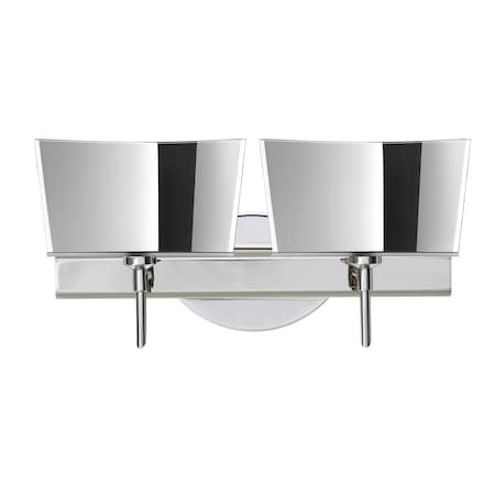 Besa Lighting Groove Vanity, Mirror-Frost, Chrome Finish, 2x5W LED 2SW-6773MR-LED-CR